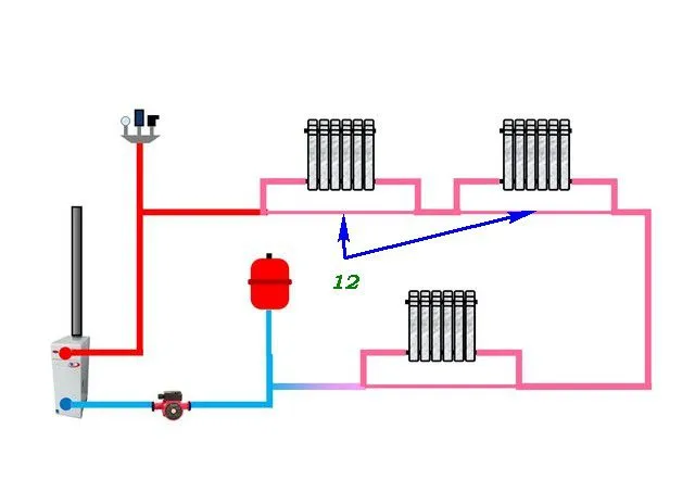 Базовая схема однотрубной системы - "ленинградки"