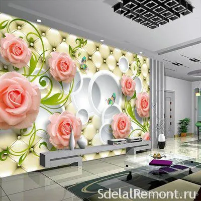 цветы 3д на стене