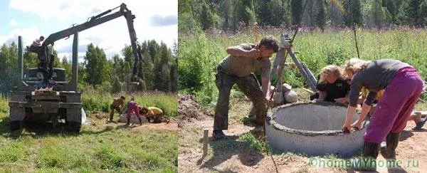 Использование техники для монтажа бетонных колец