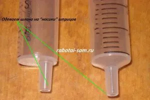 Уровень из двух шприцов