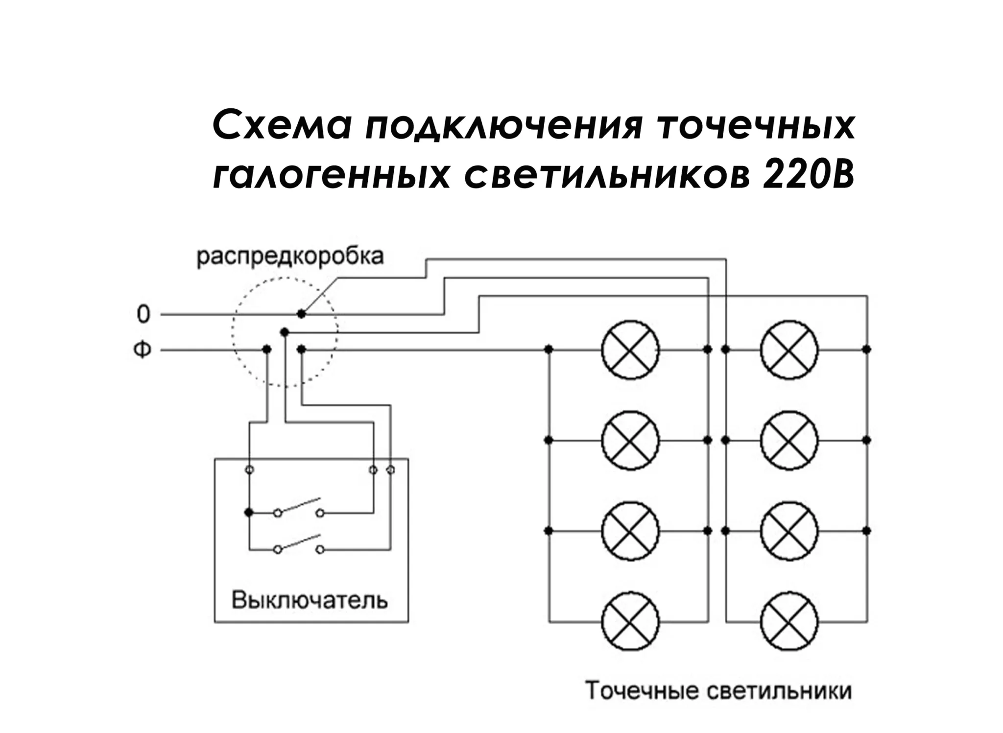 Подключение галогенных светильников на 220 вольт