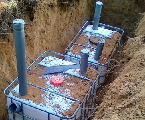 Очистительное сооружение из готовых еврокубов 