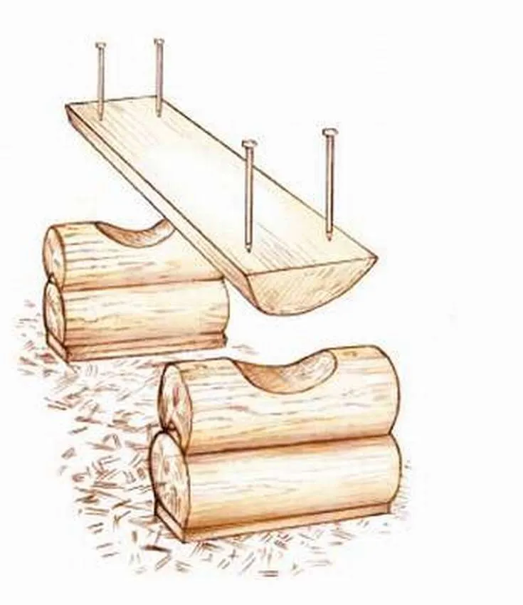 скамейка из бревен