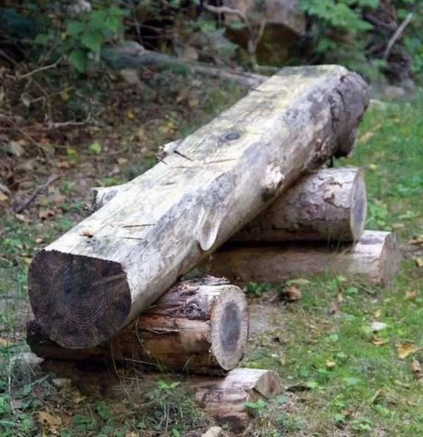 как сделать простую скамейку из бревен