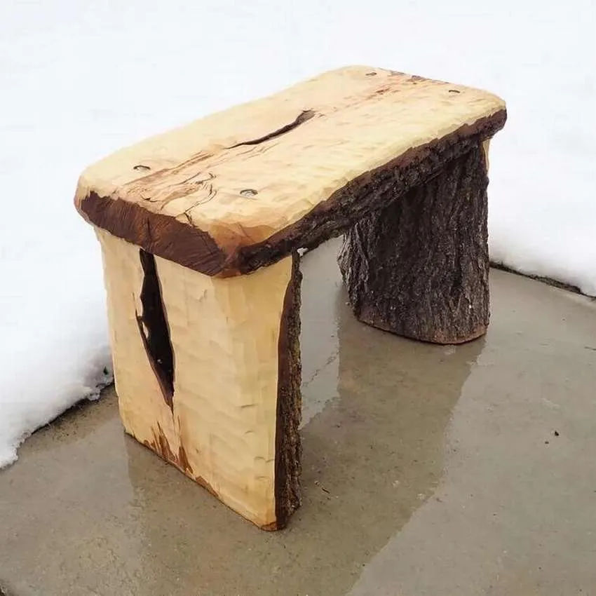 садовая лавочка из бревна