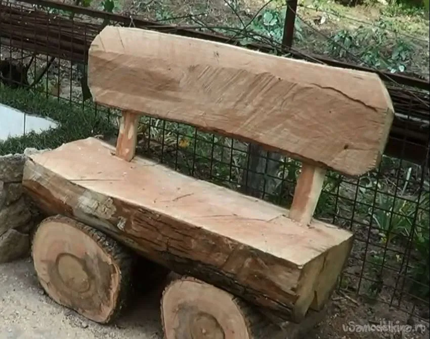 скамейка со спинкой из одного бревна своими руками