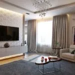Органичное оформление гостиной с применением 3d панелей
