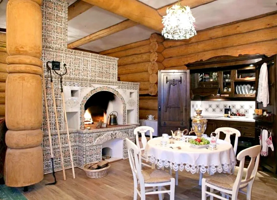 Гостиная с печкой