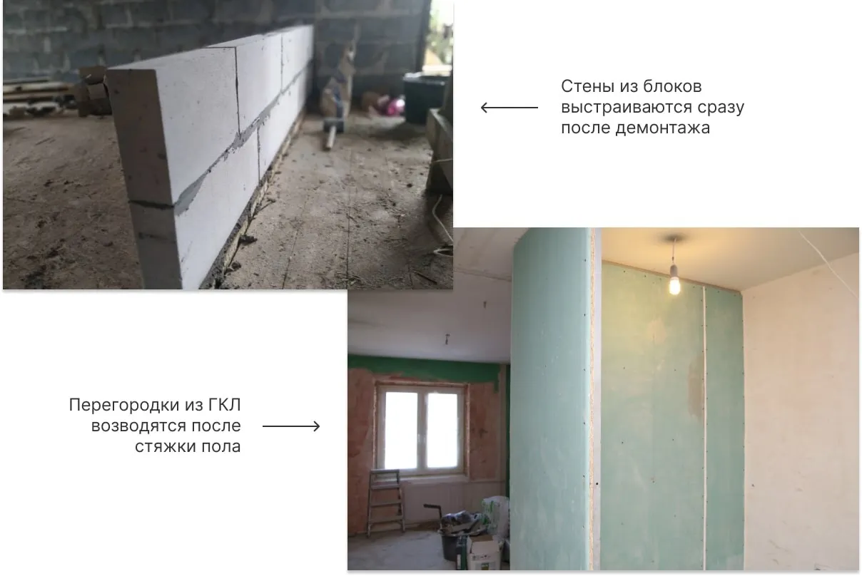 Этап возведения перегородок в квартире-вторичке