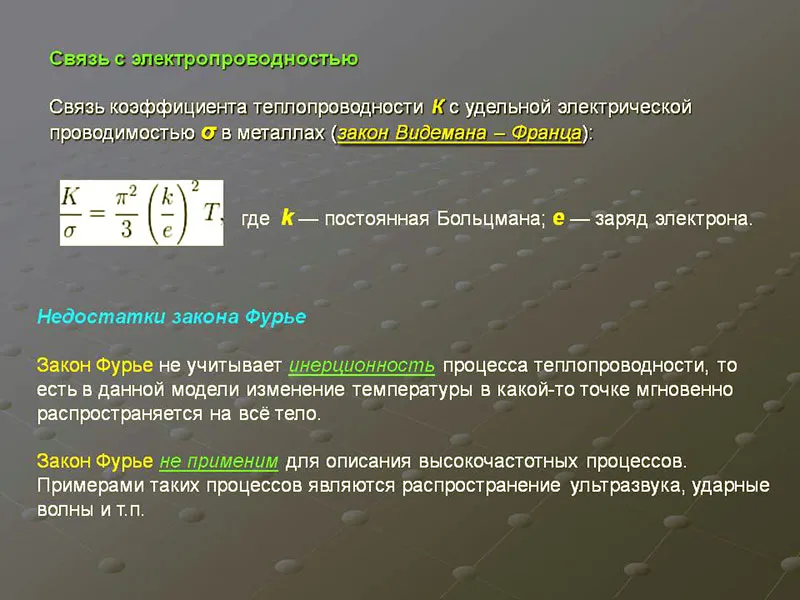 Связь коэффициента теплопроводимости с электропроводностью материалов