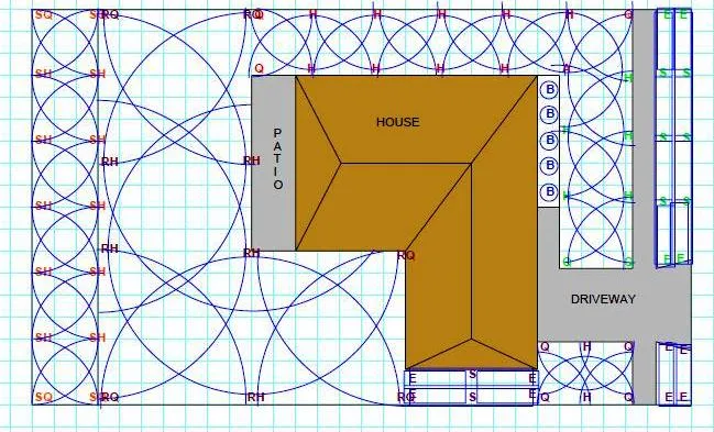 Примерная схема расположения сплинкеров