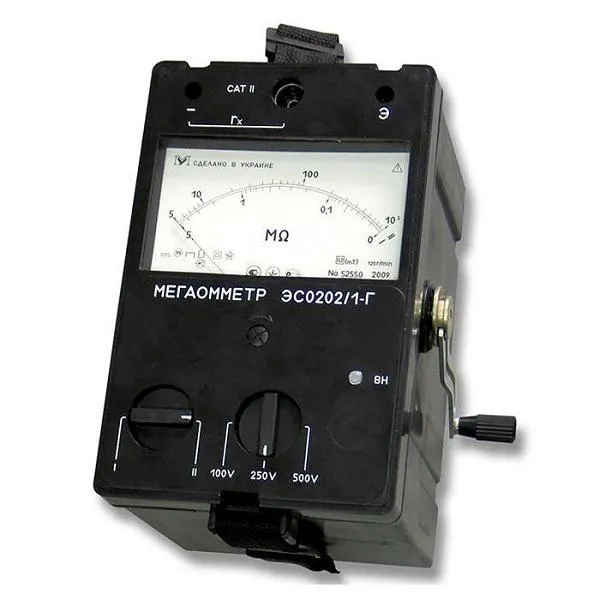 Так выглядит мегаомметр с механическим генератором Мегаомметр с механическим генератором