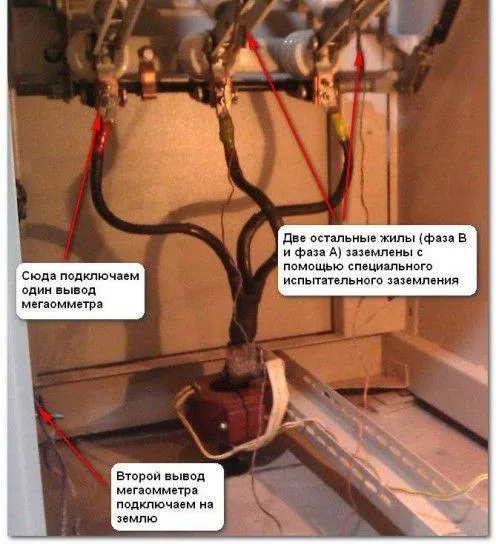 Так выполняется проверка кабеля на пробой на землю Контроль кабеля на пробой на землю