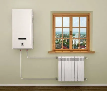 Упрощенная схема радиаторного отопления с котлом Настенный котел