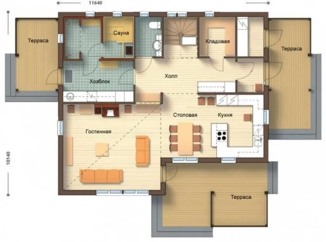 Пример планировки американского каркасника