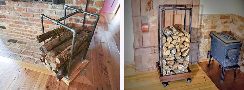 Дровницы из водопроводных труб