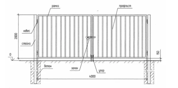 Чертеж запирающей конструкции