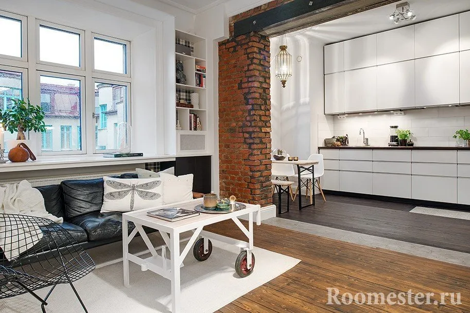 Зонирование с помощью разной отделки Зонирование с помощью разной отделки