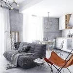 Диван отделяет кухню от гостиной