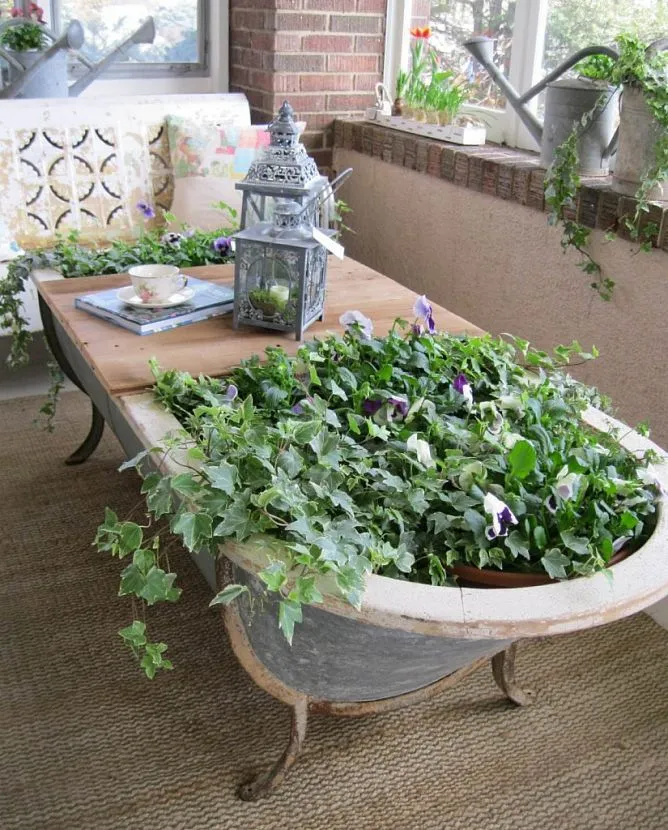 клумба из старой ванны